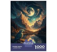 Rompecabezas De 1000 Piezas para Adultos Parrot by Moonlit Mountain Lake Rompecabezas para Adultos Juguete Decoración De Pared Regalos para Mujeres para Cumpleaños, Navidad 70x50cm/1000pcs