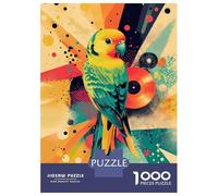 Rompecabezas De 1000 Piezas para Adultos Parrot with Retro Vibes Bright Green Budgerigar Parrot Rompecabezas para Adultos Juego Práctico Decoración del Hogar Regalos De Cumpleaños Y Únicos 70x50cm/10