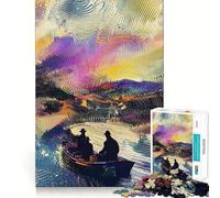 Rompecabezas de 1000 Piezas para Adultos Paseo en Barco al Atardecer,Pintura de Bordes limpios,Juego de lógica,Juego de Entretenimiento,decoración navideña 38x26cm