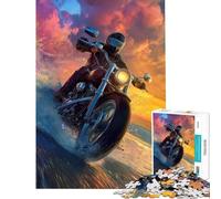 Rompecabezas de 1000 Piezas para Adultos Paseo en Motocicleta al Atardecer Rompecabezas para Adultos Juegos de relajación análisis y lógica dificultad y desafío (tamaño 50x75cm)