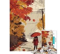 Rompecabezas de 1000 Piezas para Adultos Paseo otoñal bajo la Lluvia Rompecabezas para Adolescentes Juguetes antiestrés Divertidos y con Humor Actividades entretenidas en casa (tamaño 50x75cm)