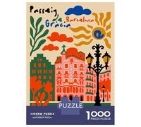 Rompecabezas De 1000 Piezas para Adultos Passeig De Gràcia, Barcelona Illustration Rompecabezas para Adultos Juguetes Antiestrés Desafío Difícil para Cumpleaños, Navidad 70x50cm/1000pcs