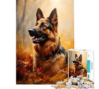 Rompecabezas de 1000 Piezas para Adultos Pastor Alemán en otoño Juegos relajantes y educativos Juguete Ideal para el Amigo Invisible Decoración (Tamaño 38x26cm)