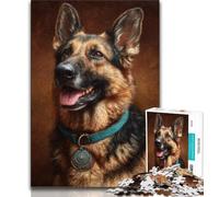 Rompecabezas de 1000 Piezas para Adultos, Pastor alemán Feliz, Ideal para Pasar el Tiempo Libre en casa, con póster y Hoja de Trivia a Juego (75x50cm)