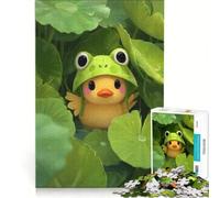 Rompecabezas de 1000 Piezas para Adultos: Patito con Gorro de Rana Entre nenúfares Juego práctico Que Mejora la Memoria cumpleaños y Navidad 38x52cm