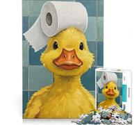 Rompecabezas de 1000 Piezas para Adultos: Patito con Sombrero de Papel higiénico, Juguete Educativo, Divertido y humorístico Que fomenta el Amor Entre Parejas 38x26cm