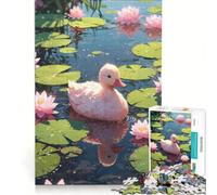Rompecabezas de 1000 Piezas para Adultos: Patito en un Estanque de nenúfares, Juego de ingenio, decoración de Pared, Lista de Deseos con Papá Noel 38x52cm