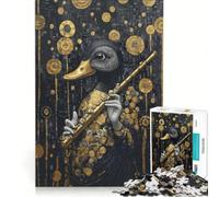 Rompecabezas de 1000 Piezas para Adultos: Pato flautista en Oro, Juego Familiar, para Relajarse intelectualmente y Fortalecer el Amor en Pareja 38x52cm