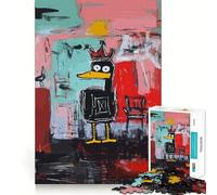 Rompecabezas de 1000 Piezas para Adultos Pato Negro con Corona,decoración de Ajuste, Juego cognitivo Divertido,Juego de Paz,Actividad de cumpleaños 38x52cm