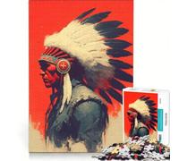 Rompecabezas de 1000 Piezas para Adultos Patrimonio en Silencio Retrato de un Jefe Nativo Americano Juego Interactivo para Padres e Hijos Toda la Familia 50x75cm