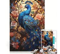 Rompecabezas de 1000 Piezas para Adultos Pavo Real Estilo Art Nouveau Juego Imposible análisis y lógica fortalece el Amor Entre Parejas 38x26cm
