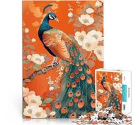Rompecabezas de 1000 Piezas para Adultos Pavo Real Floral Art Nouveau Juegos Divertidos con Piezas de Formas aleatorias Que se entrelazan Completamente 38x26cm