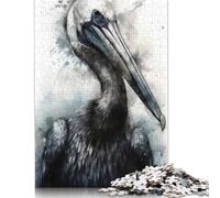 Rompecabezas de 1000 Piezas para Adultos, Pelican Beauty, Acuarela, de Madera, para Adultos y Adolescentes (Mayores de 14 años), 1000 Piezas (75 x 50 cm)