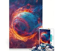 Rompecabezas de 1000 Piezas para Adultos: Pelota de béisbol en Llamas, Juegos Divertidos, interacción Entre Padres e Hijos, Cada Pieza es única 50x75cm