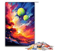 Rompecabezas de 1000 Piezas para Adultos Pelota de Tenis de Splatters con Muchas Nubes Gruesas de Colores Juego de relajación Juego Familiar antiestrés desafío difícil 75x50cm