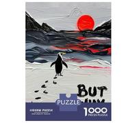 Rompecabezas De 1000 Piezas para Adultos Penguin and The Red Sun Rompecabezas Juegos Divertidos Vacaciones En Casa Matar El Tiempo Cumpleaños Y Navidad 52x38cm/1000pcs