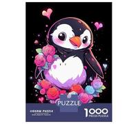 Rompecabezas De 1000 Piezas para Adultos Penguin Hearts and Flowers Rompecabezas para Adultos Juego De Ingenio Pero Divertido Y Humorístico 52x38cm/1000pcs