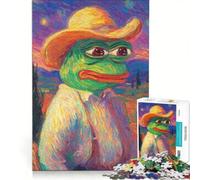 Rompecabezas de 1000 Piezas para Adultos Pepe la Rana al Estilo Van Gogh Un Juego Relajante Divertido y con Humor 50x75cm