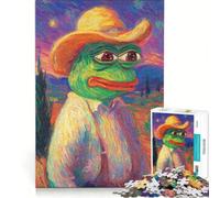 Rompecabezas de 1000 Piezas para Adultos Pepe la Rana Estilo Van Gogh Juegos relajantes Montaje de Patrones Lista de Deseos con Papá Noel 38x52cm