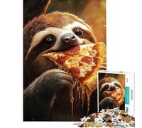 Rompecabezas de 1000 Piezas para Adultos Perezoso Comiendo Pizza de Pepperoni y Salami Juguete Educativo de 1000 Piezas Regalo de cumpleaños Diversión Familiar y Noche de Juegos (38x52cm)