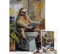 Rompecabezas de 1000 Piezas para Adultos Perezoso en el Inodoro Juego práctico para Leer Ideal para Parejas Juguete antiestrés Entrena tu Cerebro y Tus Manos (38x26cm)