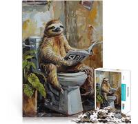 Rompecabezas de 1000 Piezas para Adultos Perezoso en el Inodoro Leyendo Regalos de Juegos desafiantes decoración de Pared 75x50cm