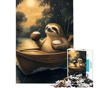 Rompecabezas de 1000 Piezas para Adultos Perezoso en un Barco con cócteles Juego Imposible para un desafío Educativo Regalos de Juguete Ideas para Aprender y educar (Tamaño 38x26cm)