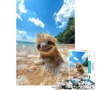 Rompecabezas de 1000 Piezas para Adultos Perezoso Feliz en el mar Juegos relajantes Juguetes adictivos para Cultivar la Paciencia Regalos de cumpleaños Decoración de Pared (Tamaño 38x26cm)