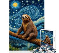 Rompecabezas de 1000 Piezas para Adultos Perezoso y Noche Estrellada Juego práctico para Mejorar la Memoria y Combatir el estrés Juguete para la interacción Entre Padres e Hijos (26x38cm)