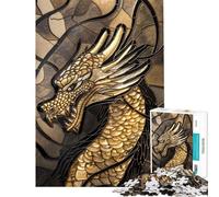 Rompecabezas de 1000 Piezas para Adultos Perfil de dragón Feroz Rompecabezas para Adultos Juego Familiar decoración de Pared Actividades Divertidas en casa (tamaño 50x75cm)