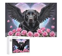 Rompecabezas de 1000 piezas para adultos, perro ángel con alas y rosas, rompecabezas para adolescentes, juego práctico para mejorar la interacción entre padres e hijos, 1000 piezas
