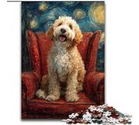 Rompecabezas de 1000 Piezas para Adultos: Perro bajo el Cielo Nocturno Entretenimiento Relajante, Navidad y decoración del hogar (tamaño 26x38cm)