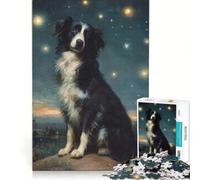 Rompecabezas de 1000 Piezas para Adultos: Perro bajo Las Estrellas, Juego Educativo, Entrena tu Cerebro y Tus Manos, Mejora el Amor Entre Parejas 38x26cm