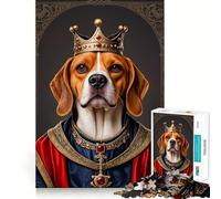 Rompecabezas de 1000 Piezas para Adultos Perro Beagle Rey,Juego de Corte sin Costuras,Juego de ingenio,Juego Casual, (50x75cm)