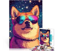 Rompecabezas de 1000 Piezas para Adultos Perro con Gafas de Sol contra Las Estrellas Aprendizaje Educativo Gran Regalo 75x50cm