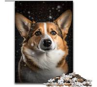 Rompecabezas de 1000 Piezas para Adultos, Perro Corgi de Madera, Idea decoración del hogar, 50x75cm, Actividad para Adultos y familias, Regalo de decoración del hogar
