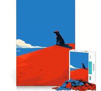 Rompecabezas de 1000 Piezas para Adultos Perro en una Colina al Atardecer Rojo,Arte Minimalista,diversión para Todos los Gustos,desafío Inteligente,Juego Tranquilo,Regalo para Aficionados