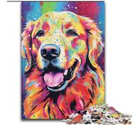 Rompecabezas de 1000 Piezas para Adultos,Perro Golden Retriever Sonriente,Hecho de Madera, Mayores de 14 años,manualidad Divertida para Toda la Familia, cumpleaños