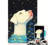 Rompecabezas de 1000 Piezas para Adultos Perro Mirando Las Estrellas Juego Imposible Interacción Entre Padres e Hijos Lista de Deseos con Papá Noel 38x26cm