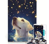 Rompecabezas de 1000 Piezas para Adultos: Perro Mirando Las Estrellas Juguetes para armar, Divertidos y Originales cumpleaños y Navidad 38x52cm