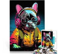 Rompecabezas de 1000 Piezas para Adultos Perro Musical Bulldog francés Hecho de cartón para y a Partir de 14 años Corte de precisión Regalo para cumpleaños tamaño：26x38cm/10.24x14.96pulgada