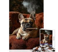 Rompecabezas de 1000 Piezas para Adultos Perro Relajado con cigarro - Juego Interactivo Que Mejora la Memoria y es antiestrés Colección de Artistas Bellas Artes (50x75cm)