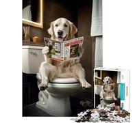 Rompecabezas de 1000 Piezas para Adultos Perro Retriever inglés Leyendo en el Inodoro Juegos relajantes para Juegos educativos Juguete de desafío Regalos de Amigo Invisible Decoración