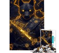 Rompecabezas de 1000 Piezas para Adultos Perro Rottweiler Samurai con Katana Rompecabezas para Adultos Juego Relajante patrón de Montaje Regalo para Amigos y Familiares (tamaño 38x26cm)