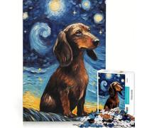 Rompecabezas de 1000 Piezas para Adultos: Perro Salchicha Van Gogh, Juegos relajantes, interacción Entre Padres e Hijos, Regalo de cumpleaños, Regalos de Viaje 38x52cm
