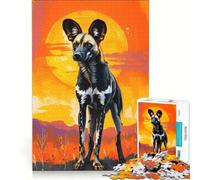 Rompecabezas de 1000 Piezas para Adultos: Perro Salvaje Africano al Atardecer, Juegos Familiares, ejercita tu Mente y Tus Manos, Toda la Familia 38x26cm