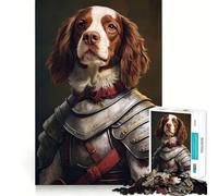 Rompecabezas de 1000 Piezas para Adultos Perro Spaniel Brittany con Armadura,diseño Limpio y Funcional,Juguete para ejercitar la Mente,Ideal para Momentos de diversión en cumpleaños (50x75cm)