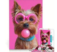 Rompecabezas de 1000 Piezas para Adultos Perro Yorkshire Chicle Juego práctico Entrena tu Cerebro y Tus Manos Cada Pieza es única 38x26cm