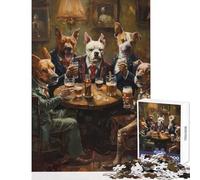 Rompecabezas de 1000 Piezas para Adultos Perros Cerveza en una Taberna Juguete Educativo Gran Regalo y Juego práctico con póster a Juego y Hoja de Trivia tamaño 38x26cm