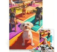 Rompecabezas de 1000 Piezas para Adultos: Perros Haciendo Yoga Juguete Educativo, Divertido y humorístico Que fomenta el Amor Entre Parejas 38x26cm